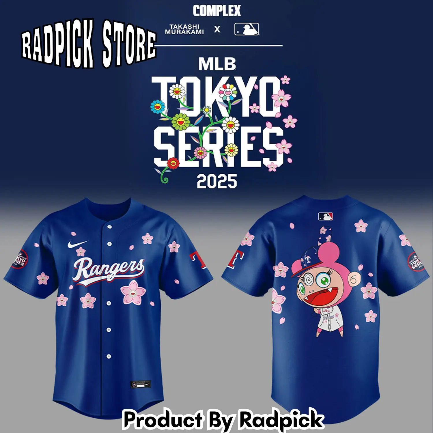 Radpick texas rangers takashi murakami x mlb world tour tokyo series v2 baseball jersey rp12729